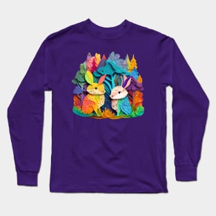 Rainbow Bunny Rabbits in a Rainbow Forest Long Sleeve T-Shirt